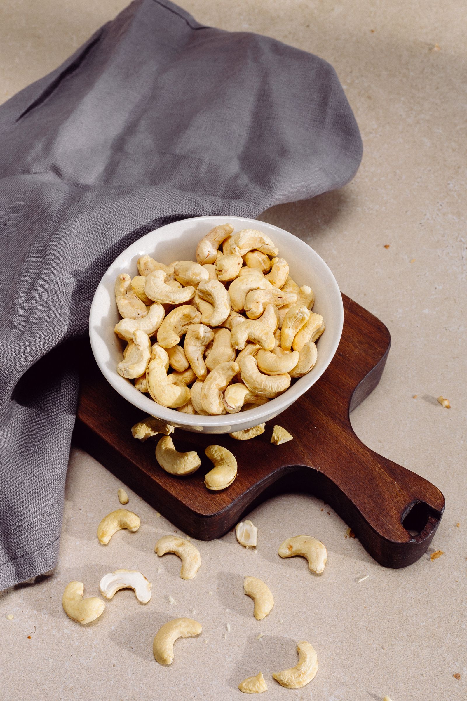 Cashew nuts in a warm, natural setting